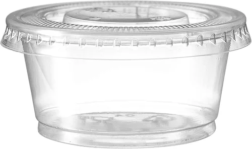 Miniatura 2 de Zeml Vasos de porciones con tapas (2 onzas, paquete de 100) Vasos de plástico desechables para preparación de comidas, control de porciones