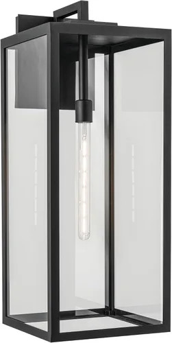 Miniatura 8 de Kichler Branner 59111BKT - Lámpara de pared tradicional para exteriores, con textura negra, de lujo, con cristal transparente, para puertas