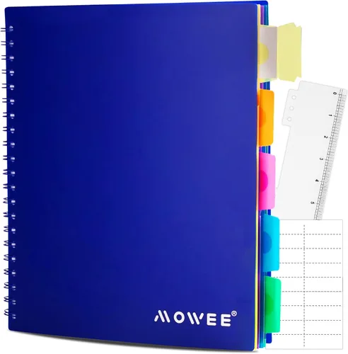 Miniatura 22 de Cuaderno de 5 materias – Cuaderno de espiral, cuaderno de rayas universitarias con bolsillo divisor, pestañas, regla de 11 pulgadas, 200 páginas