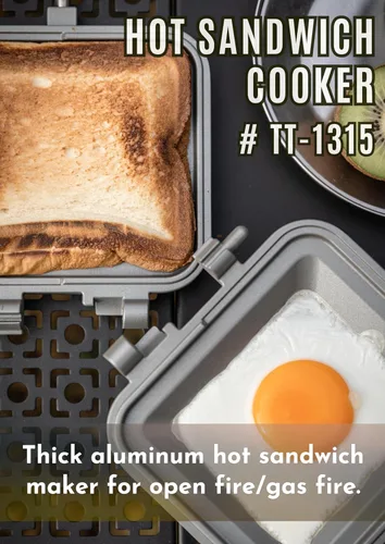 Miniatura 3 de camping moon Sandwich Maker Hot Sand Single Burner Gas Fire Open Fire Compact Aluminum TT-1315 Plateado