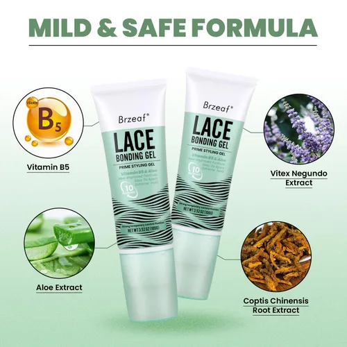 Miniatura 2 de Brzeaf Gel de unión de encaje (3.53 oz), pegamento de encaje para pelucas, fórmula sin pegamento y agradable al tacto, pegamento de encaje