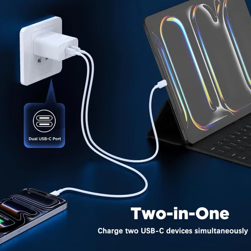 Miniatura 4 de Bloque de carga USB C, cargador rápido, paquete de 2 bloques de cargador de pared USB C rápido de 40 W, adaptador de corriente de enchufe de carga