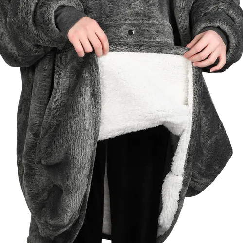 Miniatura 7 de Manta sudadera de tamaño grande de sherpa con capucha, cómoda, regalo para adultos, hombres, mujeres, adolescentes, esposa, novia