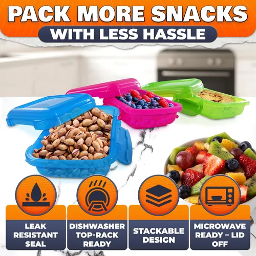 Miniatura 4 de 6 recipientes de aperitivos con tapa con tapa – Contenedores pequeños de almacenamiento de 4.6 onzas – Aptos para microondas y lavavajillas, 2 clips