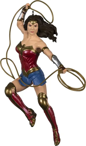 Hallmark Keepsake Adorno navideño 2022, DC Wonder Woman y El lazo de la verdad Mujer maravilla con lazo dorado