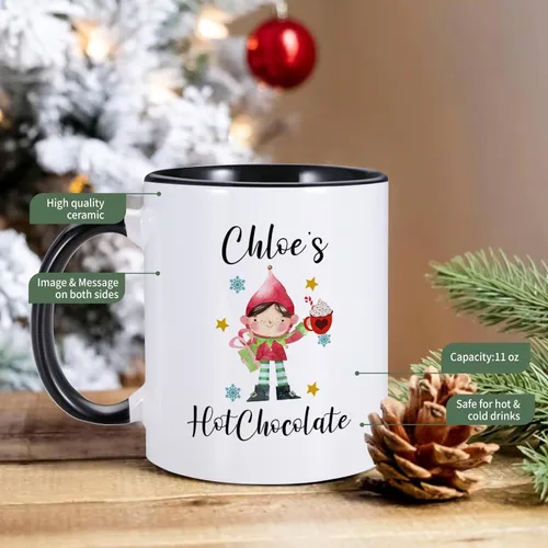 Miniatura 4 de Tazas de café de Navidad con nombre personalizado, tazas de chocolate caliente para niños, taza de té de cerámica de 11 onzas, taza de té de muñeco