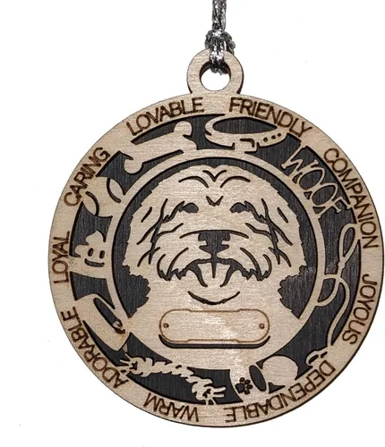 Miniatura 27 de Adorno de Navidad personalizado de madera para perro de 3 pulgadas, nombre y texto personalizables, hecho a mano en Estados Unidos, diseño de corte