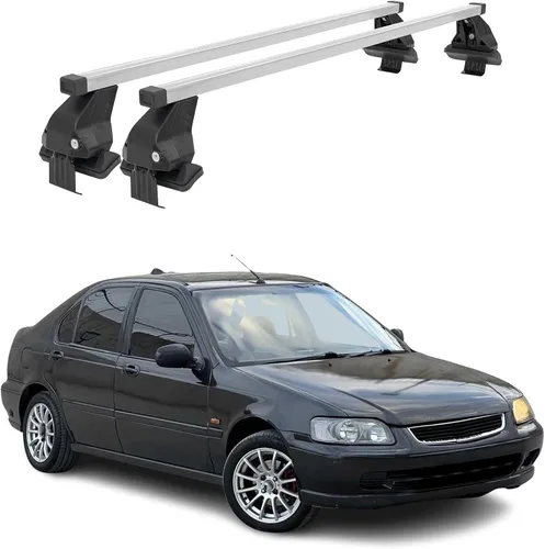 Miniatura 12 de Barras transversales de techo OMAC para Honda Civic Hatchback 1996-2000, con cierre, 49.9 kg, aluminio, negro, 2 piezas, se ajusta a portaequipajes