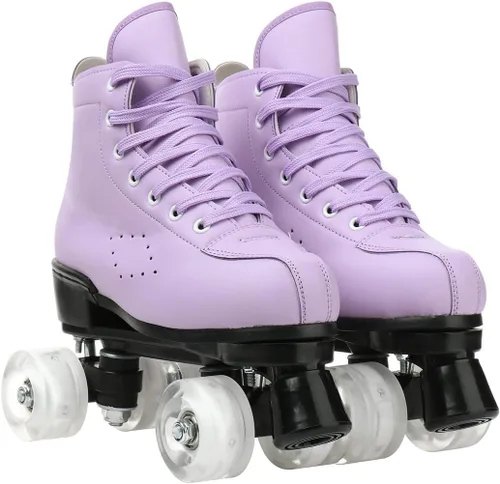 Miniatura 2 de Patines de ruedas para mujeres y hombres, zapatos altos de piel de vacuno, patines clásicos de doble fila, patines de cuatro ruedas para hombres