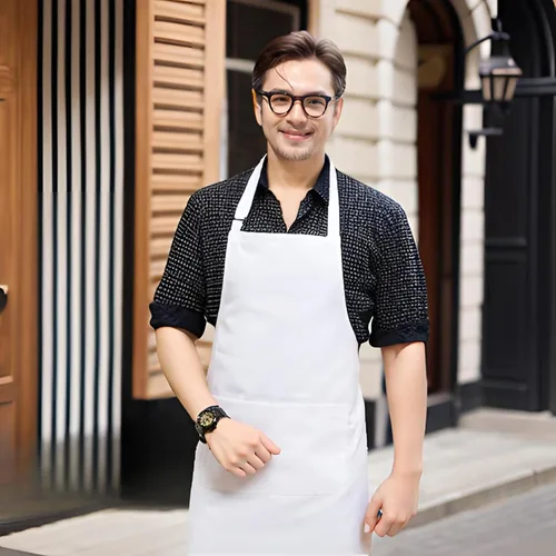 Miniatura 6 de Delantal blanco, delantal de chef para hombres, mujeres y adultos, disfraz de chef ajustable, delantales largos para mujeres con bolsillos