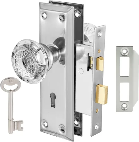 Juego de cerradura de embutir ToPToToo para puerta interior, pomos de puerta de vidrio de cristal interior, reemplazo de perilla de puerta estilo