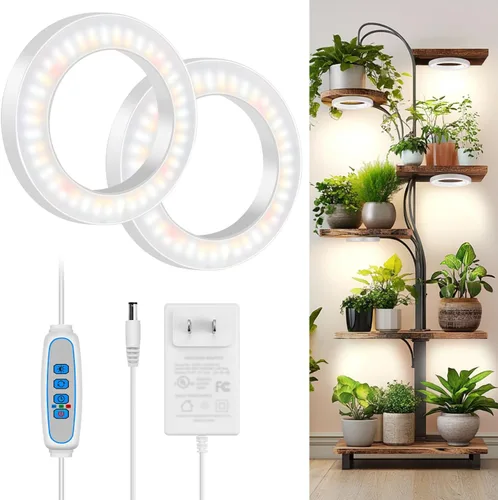 Kullsinss Luces de cultivo de techo de 6 pulgadas para plantas de interior, 168 LED de espectro completo, lámpara de cultivo de plantas Halo debajo