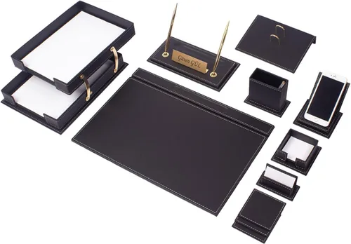 Juego de escritorio de cuero, accesorios de oficina, organizador de oficina, accesorios de oficina en casa, suministros de escritorio, organizador