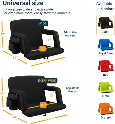 Miniatura 3 de Alpcour Asiento plegable para estadio – Silla de apoyo para adultos amplios reclinables de lujo para adultos para blanqueadores – Mejor extra grueso