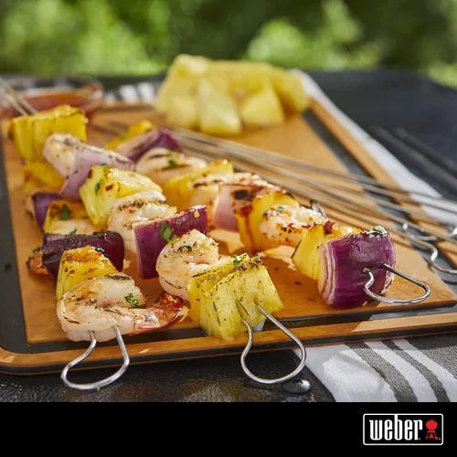 Miniatura 2 de Weber Juego de brochetas para asar – 8 piezas de doble punta de acero inoxidable para asar de forma segura y uniforme de kebabs, verduras y carnes