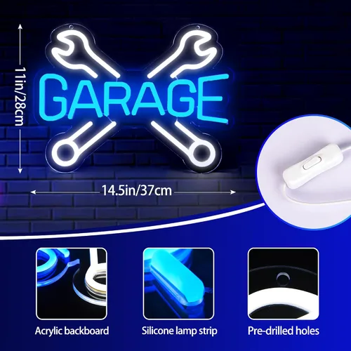 Miniatura 3 de ZYLD074 - Letrero de neón para garaje, tienda de autos, garaje, letrero de luz LED personalizado para decoración de pared, letrero de neón