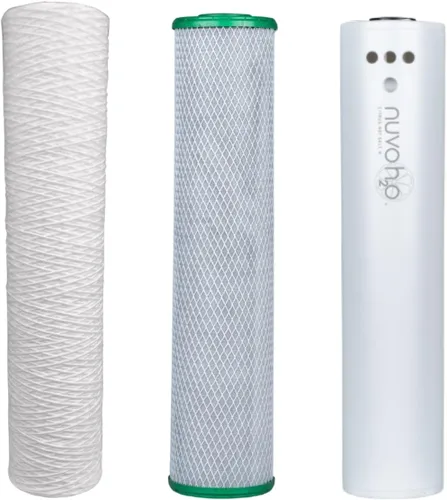 Miniatura 9 de NuvoH2O Cartucho de repuesto para sistema de trío para todo el hogar, avanzado sistema de filtro de agua de 3 etapas con filtro de cítricos sin sal