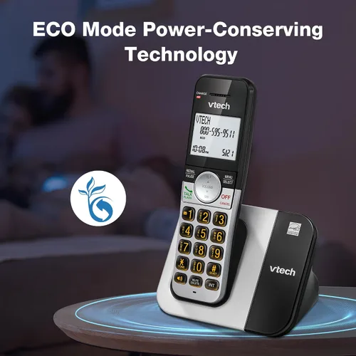 Miniatura 8 de VTech Teléfono inalámbrico de 2 auriculares con pantalla grande y botones grandes, DECT 6.0 con identificador de llamadas/llamada en espera, altavoz