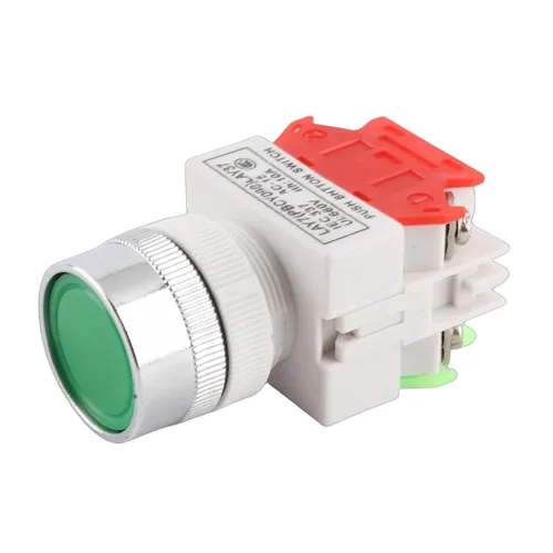 Miniatura 4 de Interruptor momentáneo, reinicio automático interruptor de botón de cabeza plana 0.866 in montaje LAY37-11BN (verde)