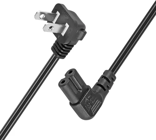 Miniatura 2 de Cable de alimentación de enchufe polarizado de 2 ranuras en ángulo SPT2 18 AWG - NEMA 1-15P a IEC320 C7 Figura 8 Conector de escopeta, cable