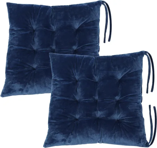 Miniatura 37 de Juego de 2 cojines para sillas de comedor con lazos, almohadilla antideslizante para silla de cocina para interior y tapete de asiento de comedor