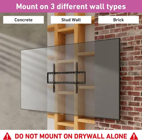 Miniatura 6 de D-Line Soporte de pared para televisores de 50 a 85 pulgadas, perfil ultra bajo, soporte delgado y plano para TV de pared, VESA 7.874 x 7.874 in