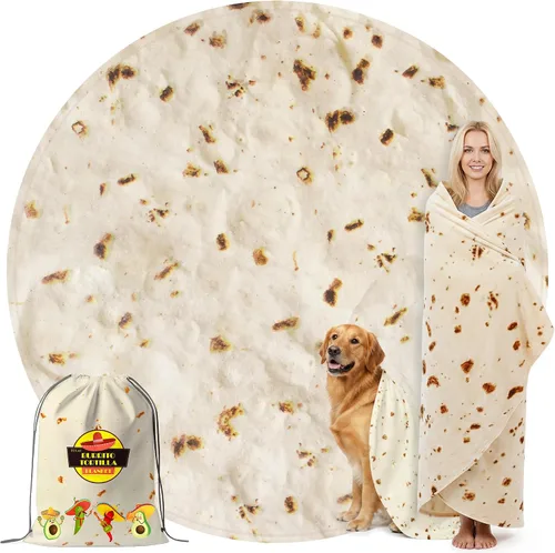 Miniatura 15 de Zulay - Manta extra grande de tortilla de burritos, envuélvete como un taco gigante. Manta novedosa de doble cara, divertida y ultra acogedora