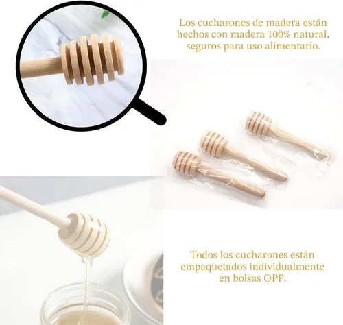 Miniatura 9 de IIKUM Paquete de 20 tarros de miel de vidrio, tarros hexagonales de miel de 1.5 onzas con tapas, cucharitas de miel de madera, colgantes de abeja