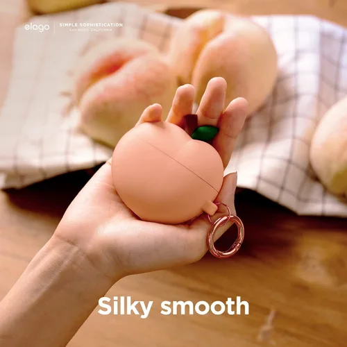 Miniatura 4 de elago Funda Peach para AirPods 3, bonito diseño 3D para AirPods de 3ª generación 2021, silicona protectora con llavero, carga inalámbrica
