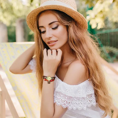 Miniatura 2 de JewelryWe Reloj de pulsera de cuero de moda para mujer, estilo clásico, bohemio, cuarzo, pulsera
