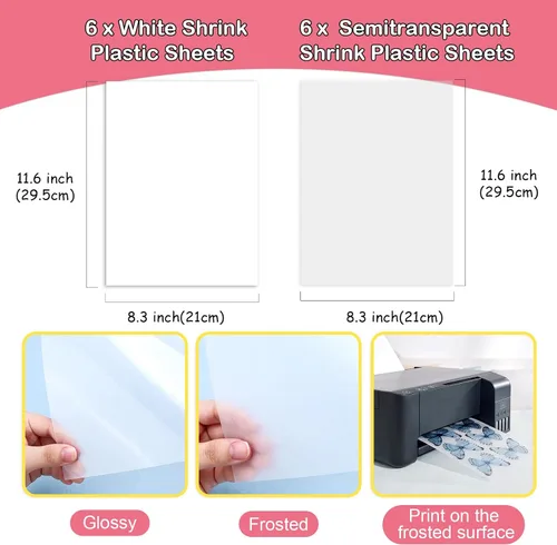 Miniatura 3 de Auihiay Hojas de plástico termorretráctil imprimibles, papel termorretráctil, arte termorretráctil para niños DIY llaveros de foto termorretráctil