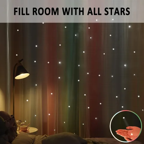 Miniatura 4 de Cortinas Opacas con Corte de Estrella Arcoíris para Dormitorio de Niñas - Doble Capa con Ojales Superiores para Sala de Estar, 2 Paneles