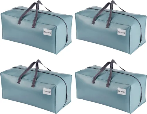 Miniatura 38 de VENO Paquete de 2 bolsas de mudanza, correas de mochila, mudanza, cajas de almacenamiento universitario, con tapas, resistentes, extragrandes, asas