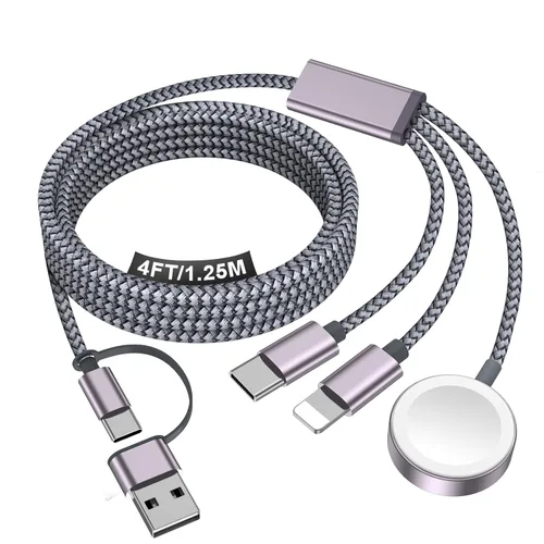 Miniatura 19 de Esenciales de viaje para cargador de Apple Watch, cargador de iPhone, cable de carga de viaje 3 en 2 tipo C/Lightning/magnético, cable de carga