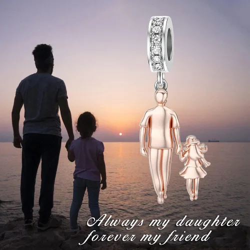 Miniatura 138 de PROESS Dije para padre, madre e hija, pulsera de plata de ley para pulseras, regalos de cumpleaños, día de San Valentín, para hija, madre, amante