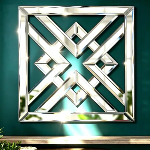 QMDECOR - Espejo decorativo de pared de 16x16 pulgadas, para instalar y decorar tu mismo, diseño en X, estilo glamoroso y vintage Plata X
