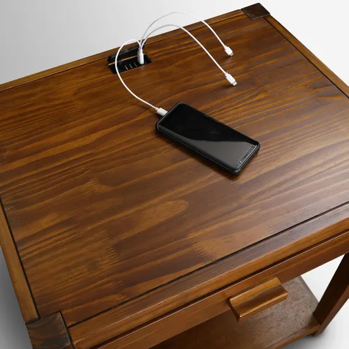 Miniatura 12 de Casual Home Notre Dame - Mesita de noche con puertos USB, color marrón cálido, 18.75 pulgadas x 24 pulgadas x 26 pulgadas