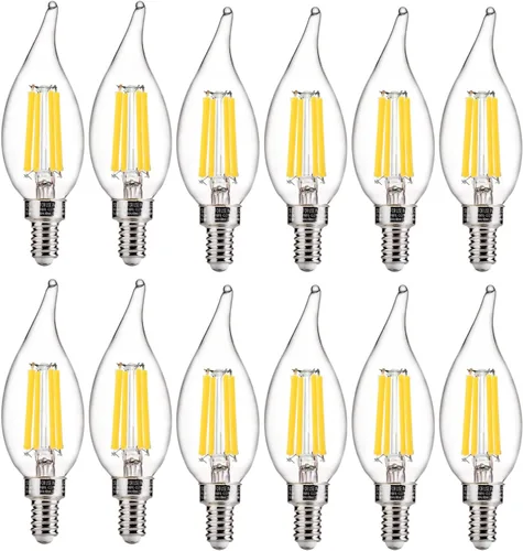 Miniatura 21 de FLSNT Bombillas LED para candelabro CA11 E12, bombillas LED regulables, equivalente a 40 W, luz blanca cálida de 2200 K, 330 lm, acabado de vidrio