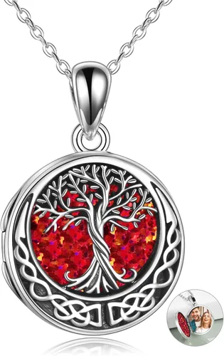 ONEFINITY Collar con medallón de árbol de la vida, collar de plata de ley que sostiene fotos, colgante de medallón del árbol de la vida para