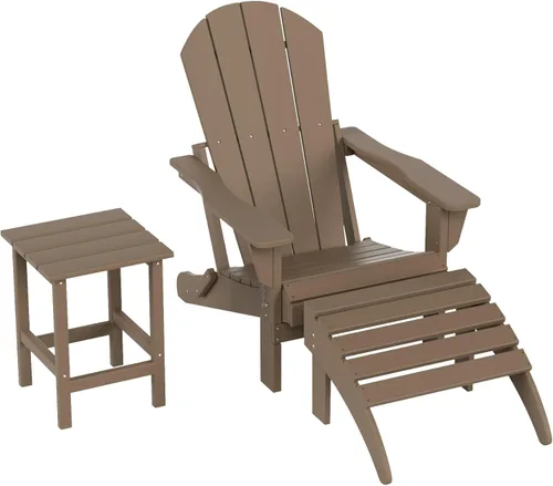 Miniatura 27 de WestinTrends Reposapiés otomano Adirondack para patio al aire libre, taburete de madera de polietileno para todo tipo de clima, ampliamente Azul