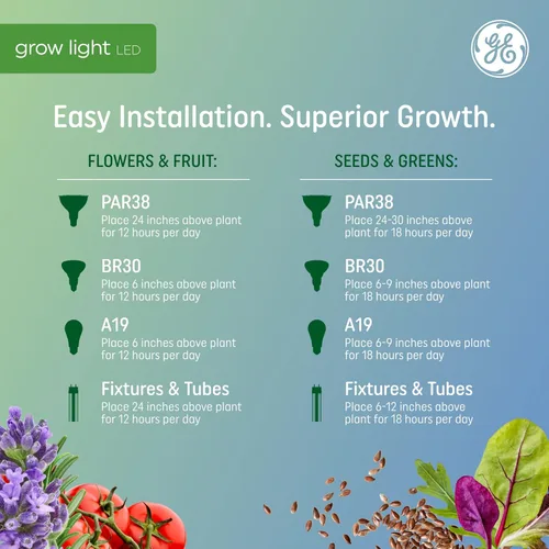 Miniatura 7 de GE Bombilla de luz LED de cultivo, PAR38 luz de inundación, luces de cultivo LED de interior para flores y frutas, espectro de luz roja avanzado