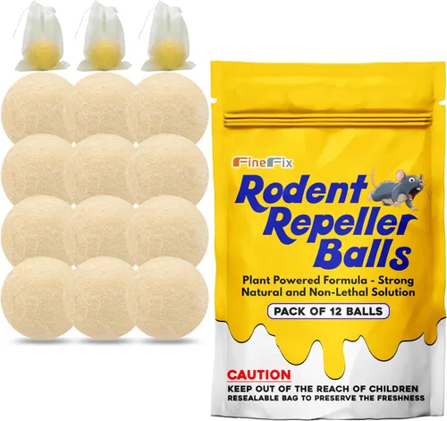 FineFix Bolas Antipolillas, Paquete de 12 Bolas Repelentes de Ratones para Uso Exterior, Repelente Natural de Ratas y Ratones, Elimina Roedores de