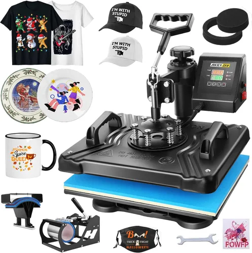 WHUBEFY Prensa de Calor, Máquina de Impresión de Camisetas 5 en 1 de 15"x12" Máquina de Transferencia de Calor Industrial Digital, Máquina de Prensa