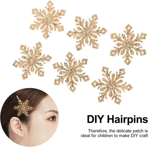 Miniatura 2 de EXCEART 30 parches de copo de nieve con brillantina para planchar en copos de nieve, horquillas para ropa, vestidos, plantas, sombreros, jeans