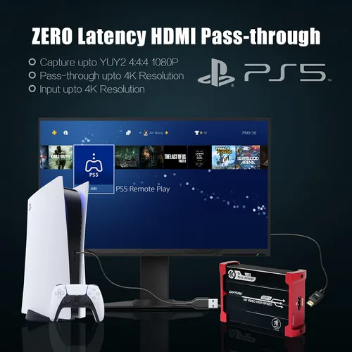Miniatura 2 de Mirabox Tarjeta de captura para Nintendo Switch, USB3.0 1080P 60FPS Tarjeta de captura de audio de video, soporte de entrada 4K @30Hz y paso a