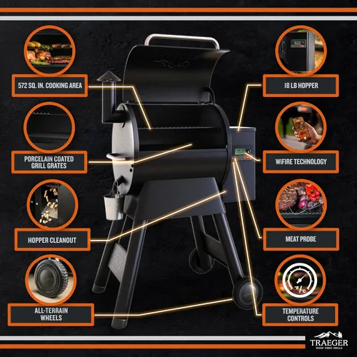 Miniatura 4 de Traeger Grills Pro 575 - Parrilla de pellets de madera y ahumador con Wifi, habilitado para aplicaciones, color negro
