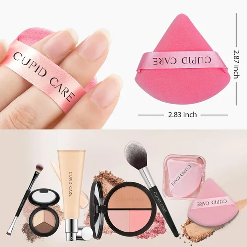 Miniatura 2 de 6 piezas de esponja de polvo con 2 estuches de viaje, esponjas de polvo de fijación para polvo facial y base, esponja de maquillaje de terciopelo