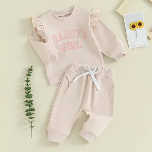 Miniatura 3 de Daddys Girl Toddler Baby Clothes Sweatshirt Pullover Top Jogger Pants Fall Winter Infant 2pcs Outfits