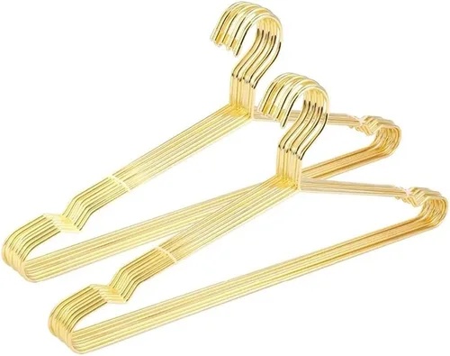15Pcs Copper Gold Metal Clothes Shirts Hanger with Groove, Heavy Duty Strong Coats Hanger, Suit Hanger Gold