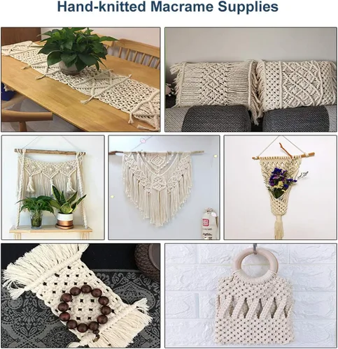Miniatura 5 de Cuerda de macramé de algodón de 0.157 in, 328.1 ft, 1 paquete de 4 hebras torcidas de 0.157 in (0.157 in) para macramé tejida a mano hecha a mano
